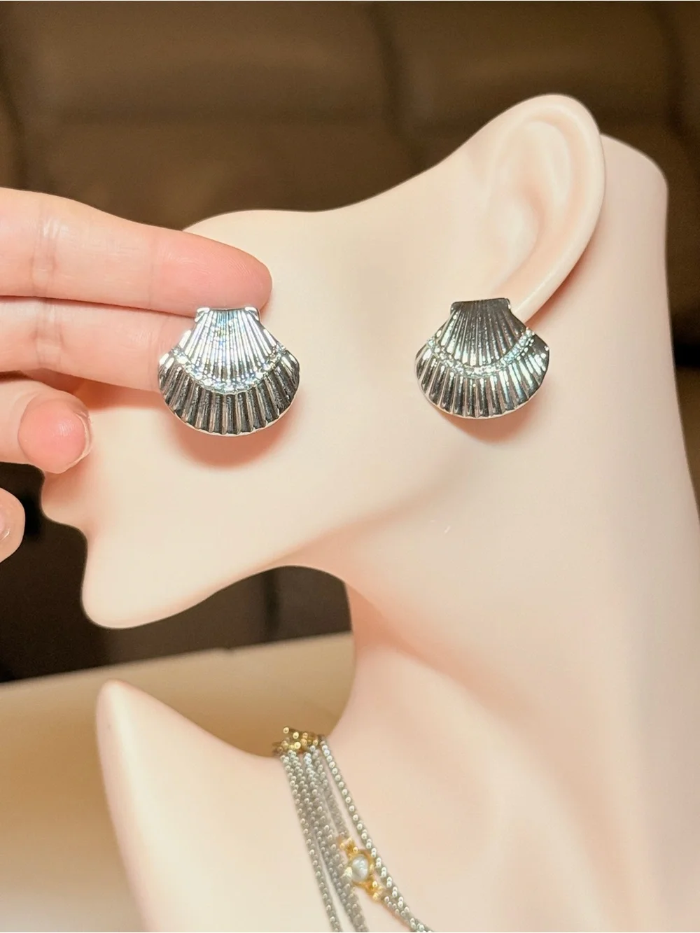 Silver Shell-Style Earrings - Women Jewelry